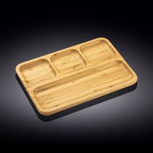 Load image into Gallery viewer, Bamboo Divided Dish / Bento box 13&quot; inch X 9&quot; inch | 33 X 23 Cm
