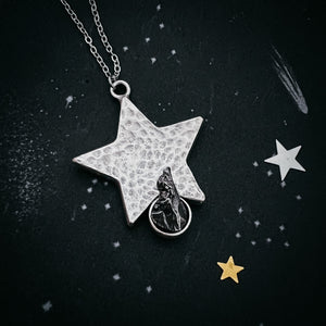 Star Shaped Pendant Necklace with Authentic Meteorite