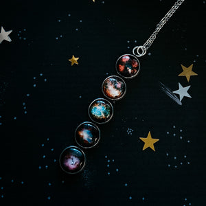 Nebula Rainbow Vertical Pendant Necklace