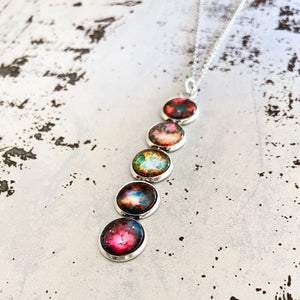 Nebula Rainbow Vertical Pendant Necklace