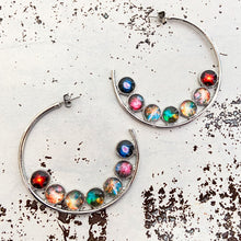 Load image into Gallery viewer, Nebula Rainbow Pride Hoop Earrings
