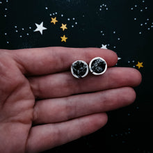 Load image into Gallery viewer, Small Round Raw Meteorite Dangle or Stud Earrings
