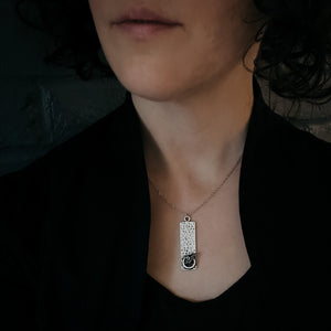 Rectangle Pendant with Raw Meteorite