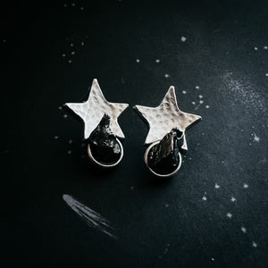 Star Shaped Meteorite Stud Earrings