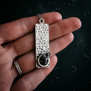 Rectangle Pendant with Raw Meteorite