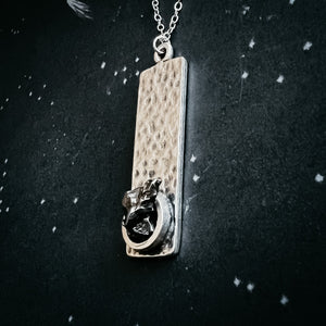 Rectangle Pendant with Raw Meteorite