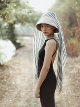 Load image into Gallery viewer, Fatima Hand-loomed Raw Cotton Scarf, in Black
